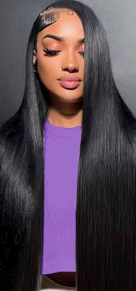 Straight human hair wig